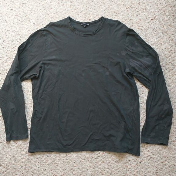 James Perse T Shirt Mens 4 L Gray Long Sleeve USA DYI Bleached Grunge Hippie - Picture 1 of 9